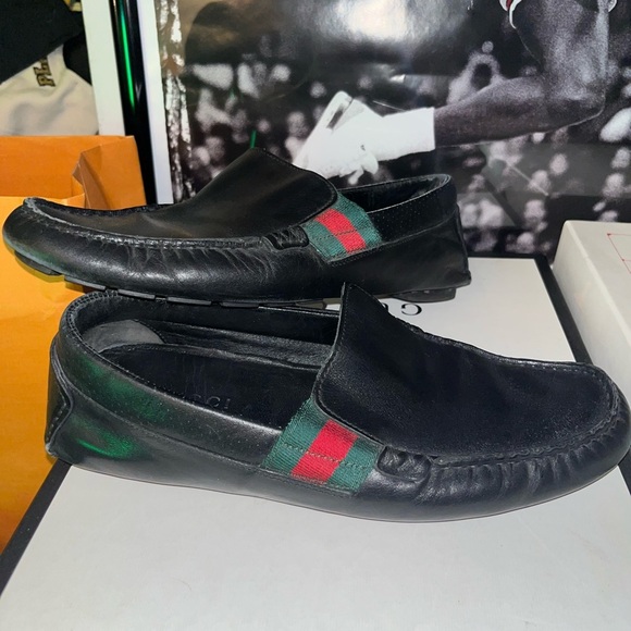 Gucci Web Stripe Driving Loafers - Picture 1 of 9